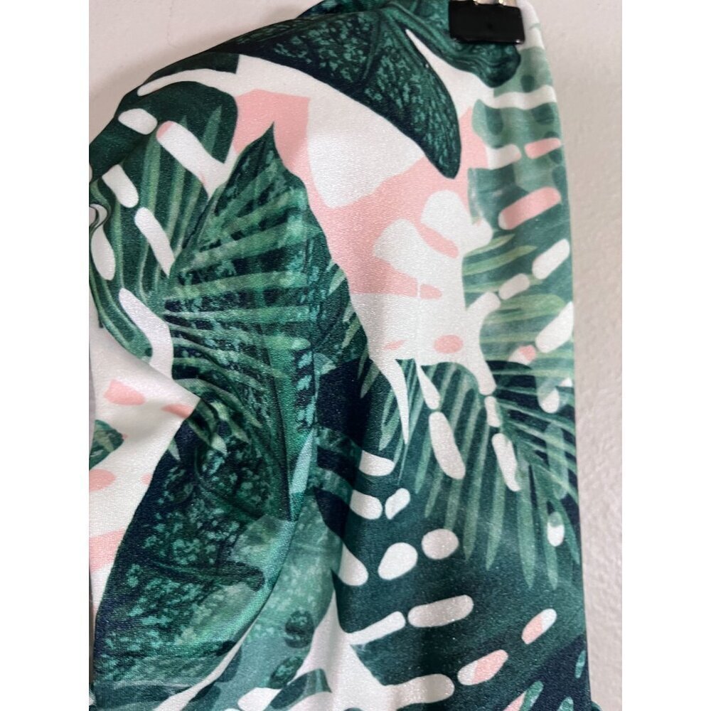 Pacsun Swimsuit L Green Tropical Palm Leaf Floral Resort Beach Feminine Boho 90s - Picture 4 of 15